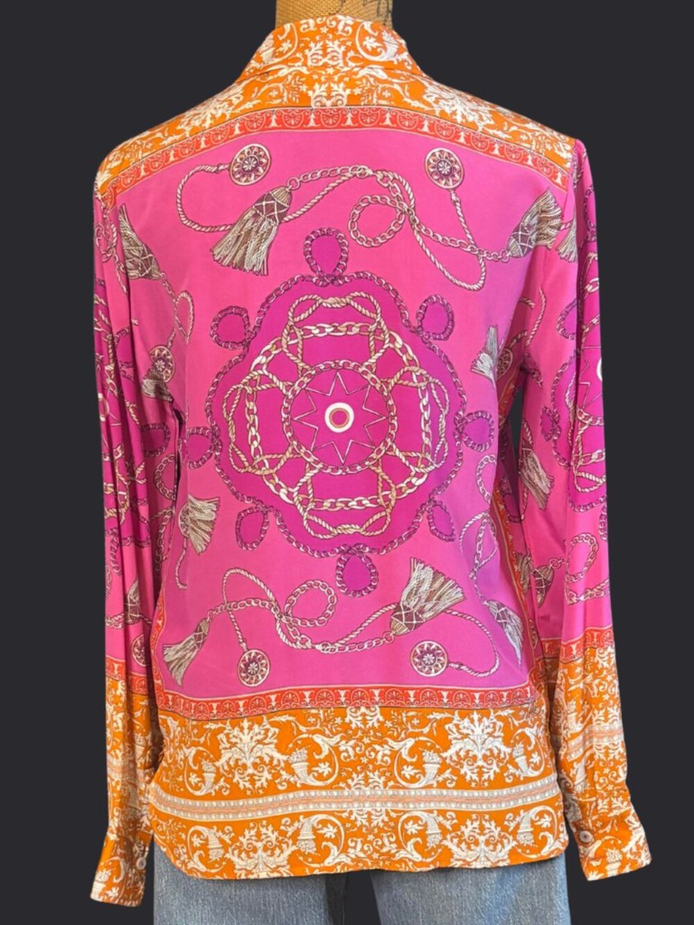 Maeve Anthropologie 100% Silk Resort Print Button Front Blouse Size 12 - Picture 2 of 7